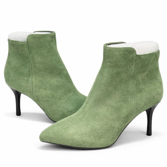 Shoes - Green Suede Ankle Boots